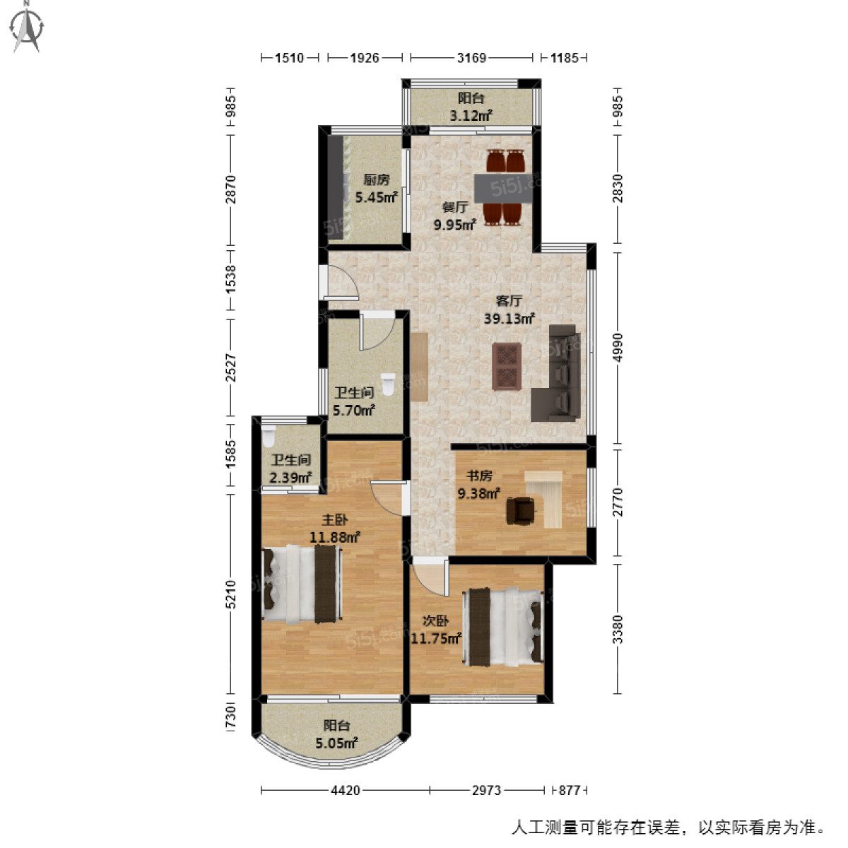 河畔花园3室2厅户型图