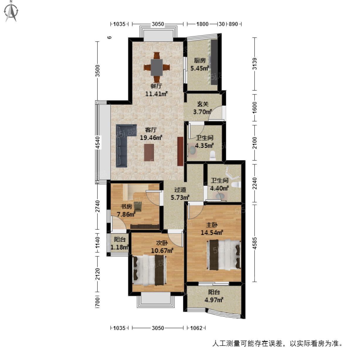 中大文锦苑3室2厅户型图