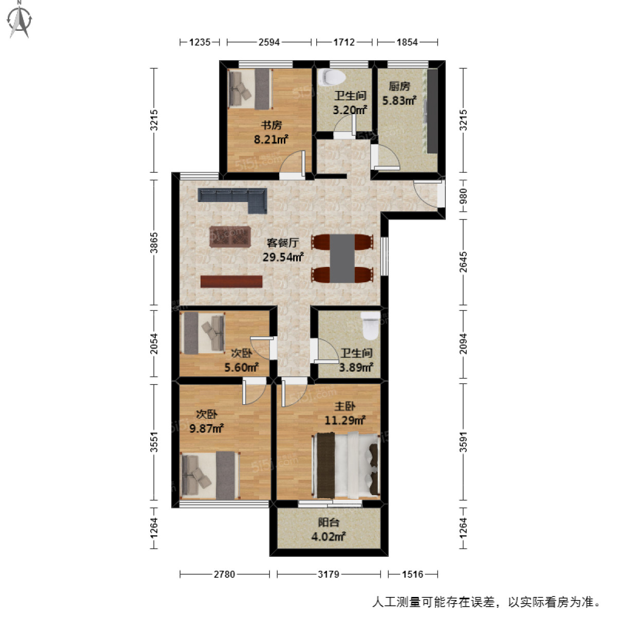 竹海水韵花园4室2厅户型图