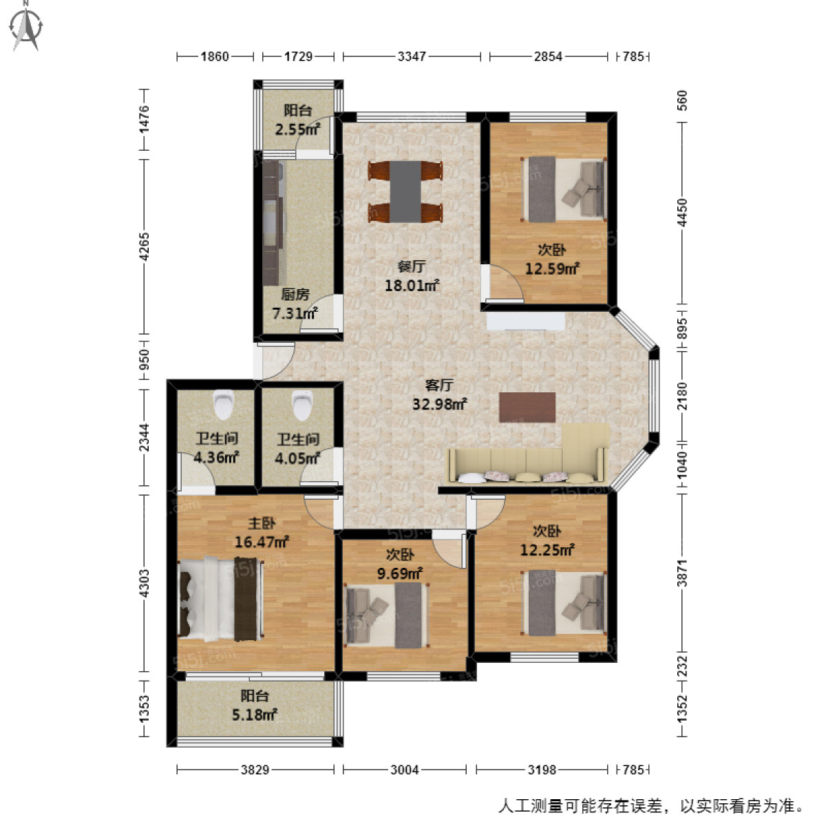 湖畔花园4室2厅户型图