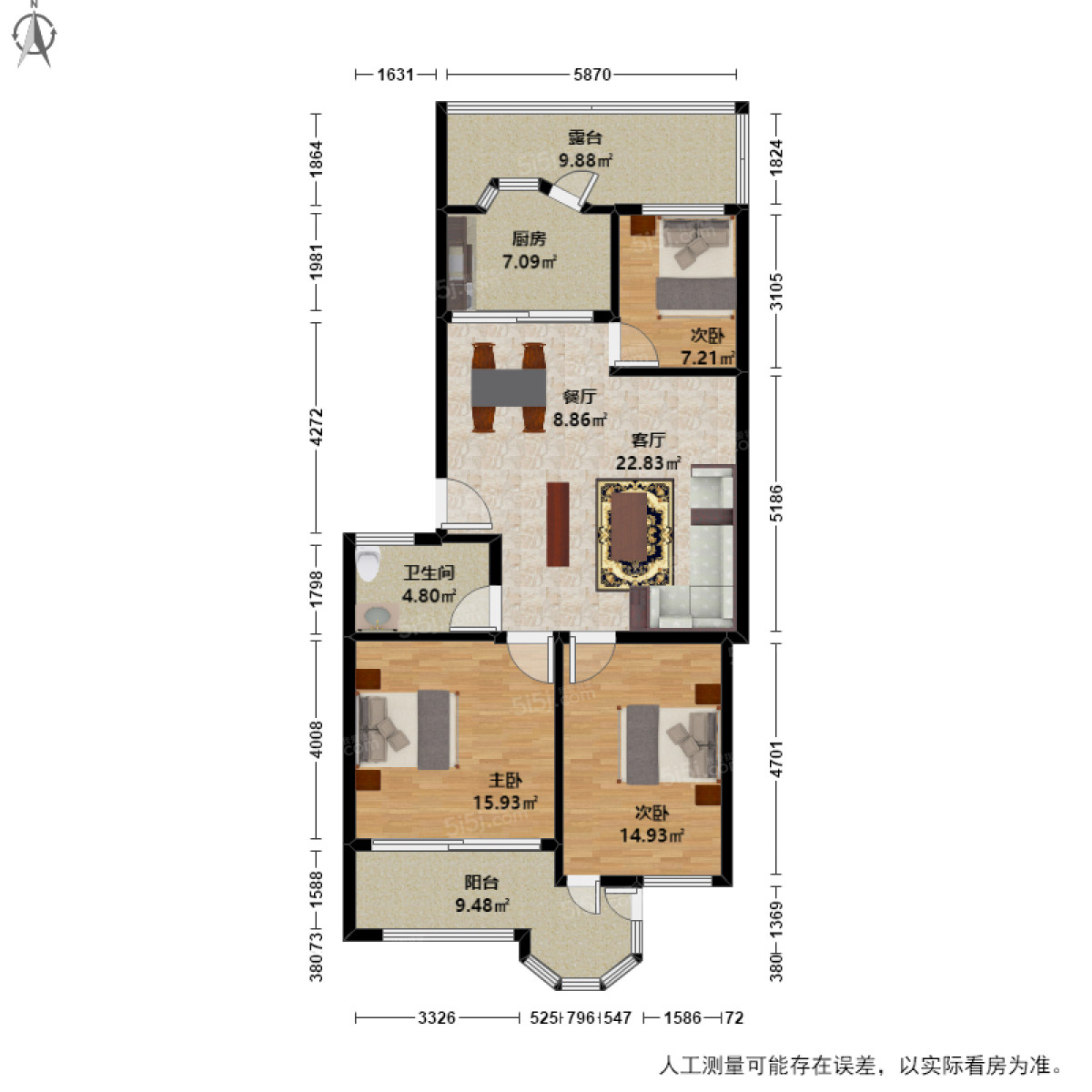 金桥花园3室2厅户型图