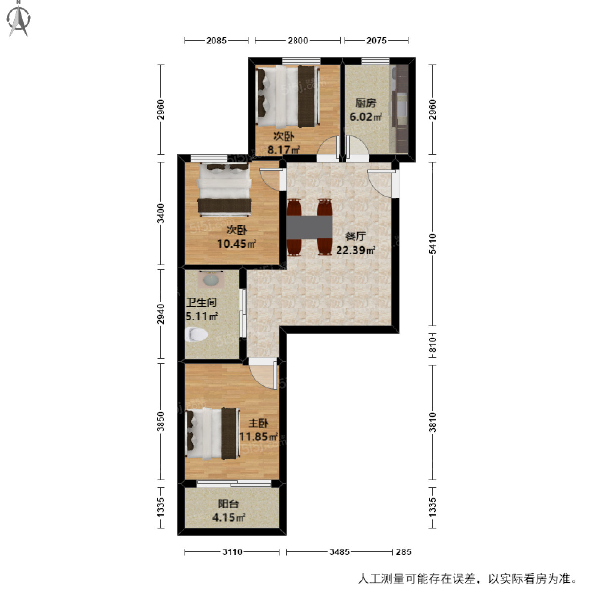 蓝桥景苑3室1厅户型图