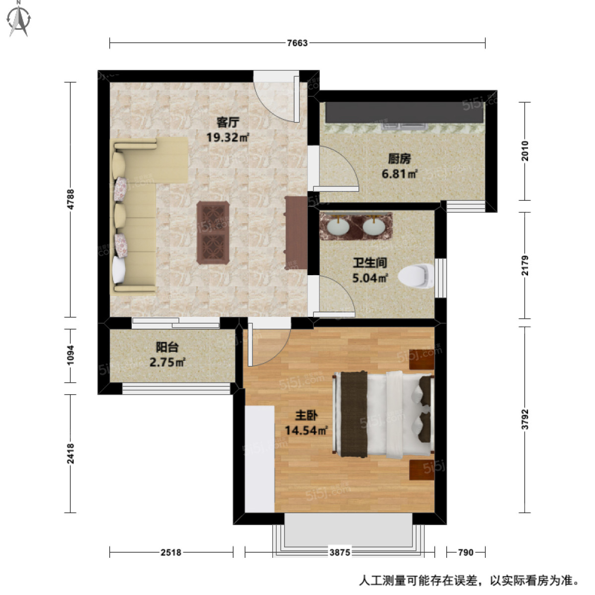 滨兴家园1室1厅户型图