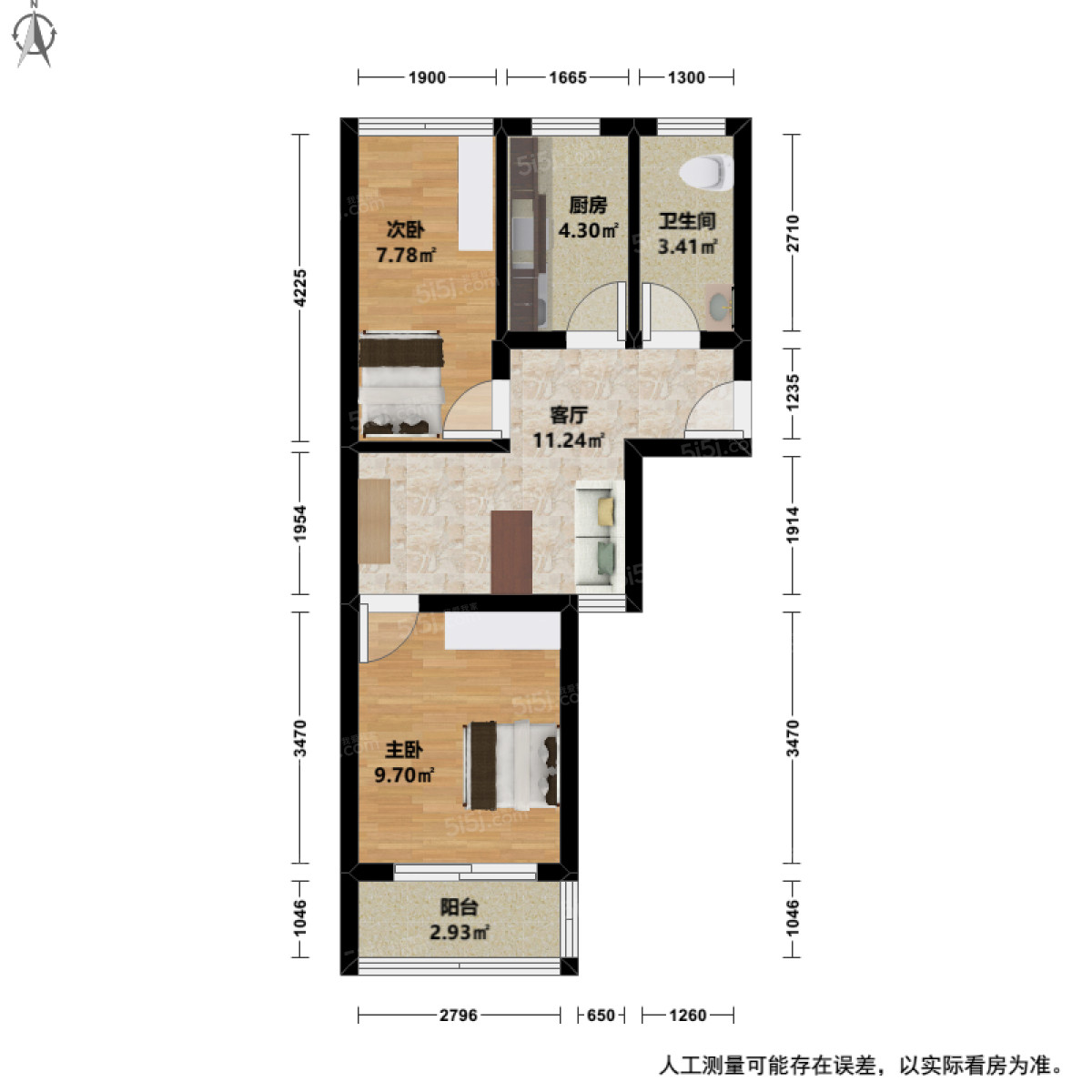 湘云雅苑2室1厅户型图