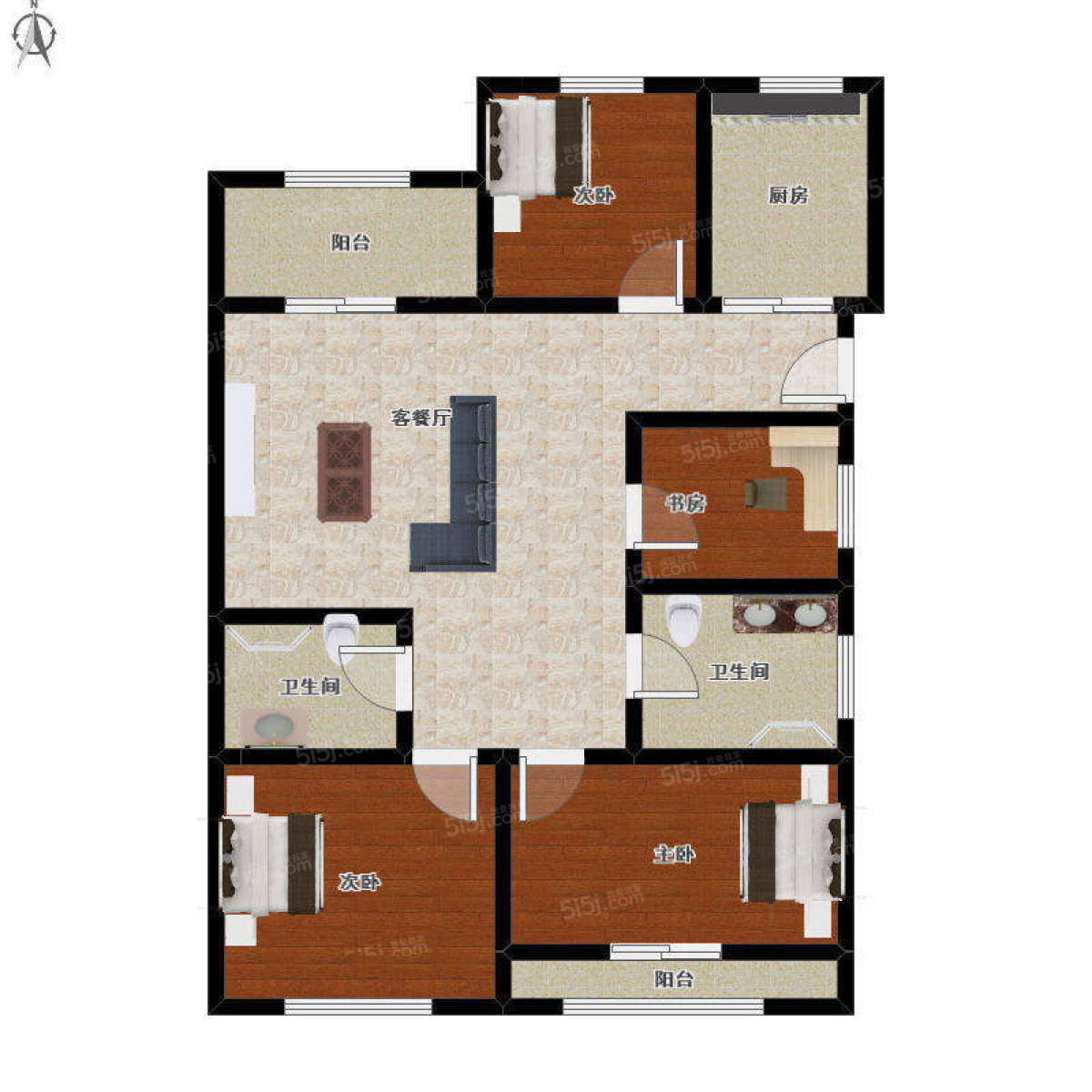 野风秋雅 4室1厅2卫 88㎡