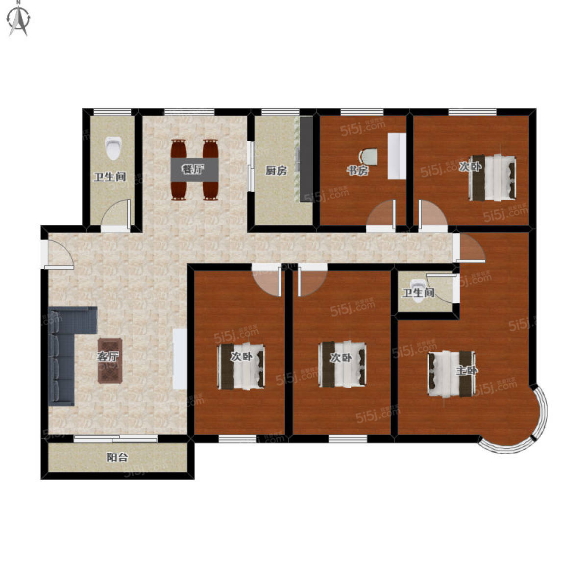 清和园5室2厅户型图