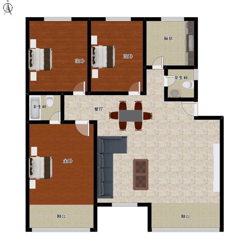 明珠公寓3室2厅户型图