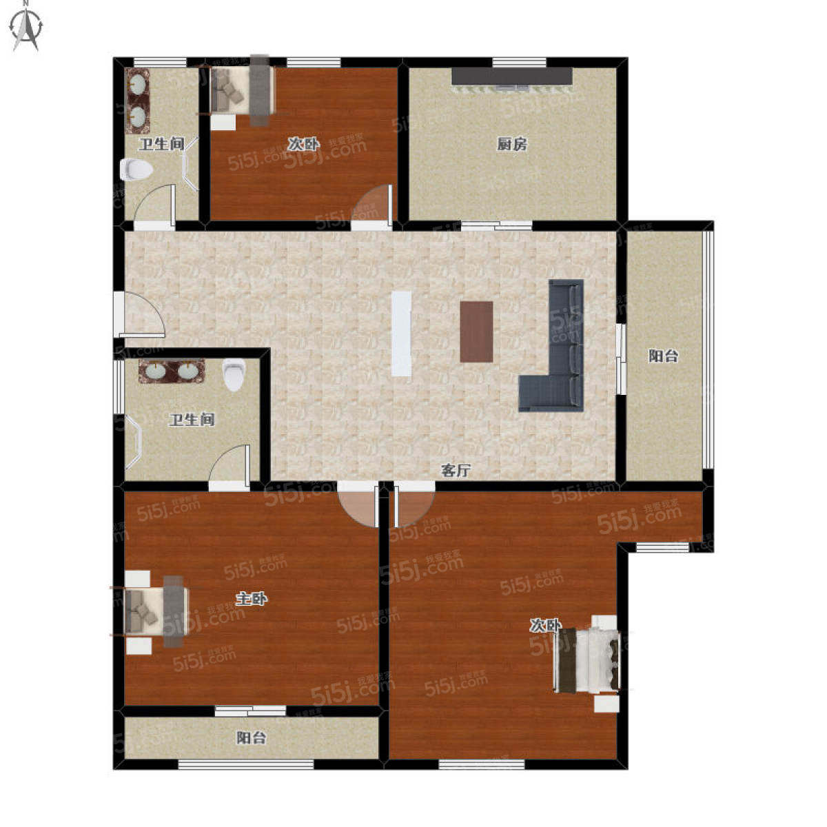 云水山居3室1厅户型图