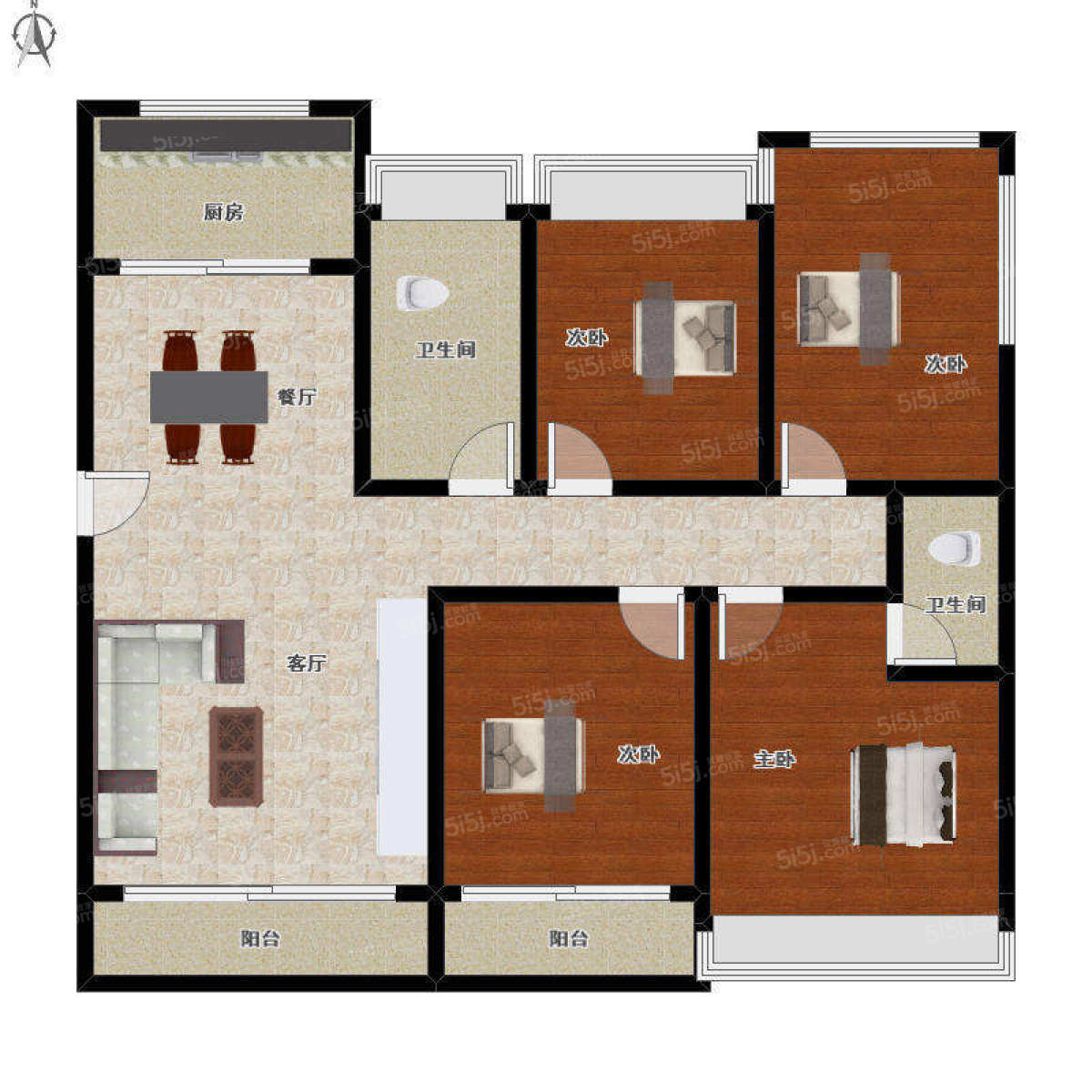 新城香悦奥府 夹边套 四房两卫 纯毛坯 小区环境好 有钥匙