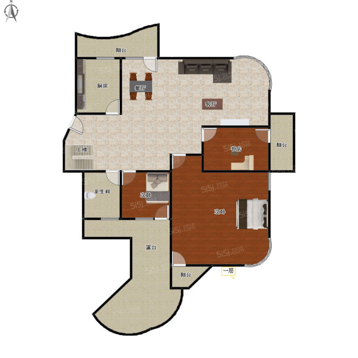 水印城5室3厅户型图