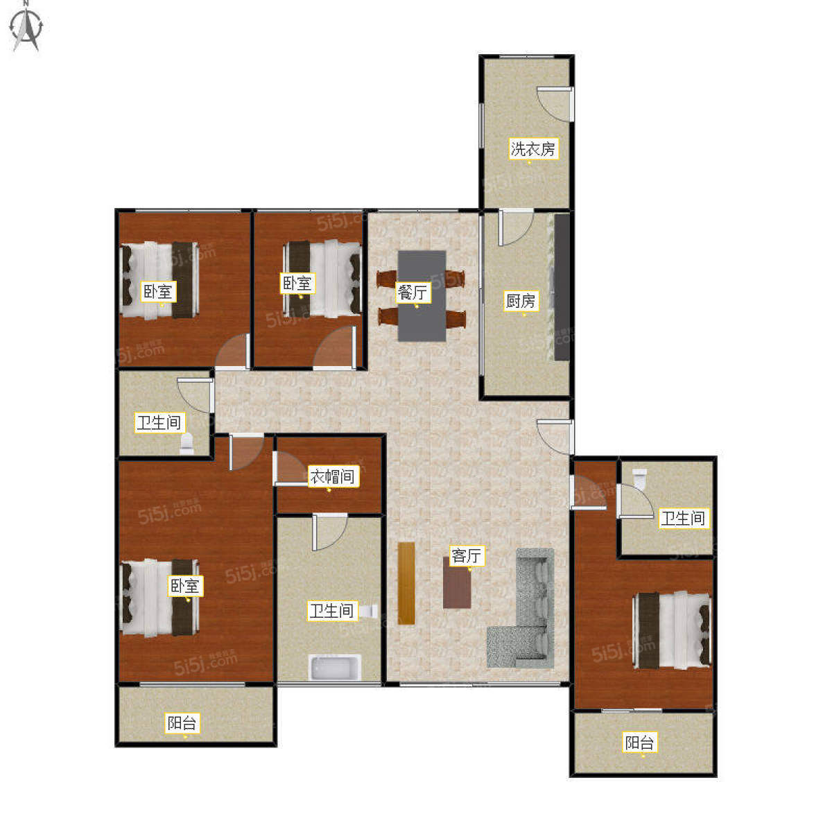 城市之星4室2厅户型图