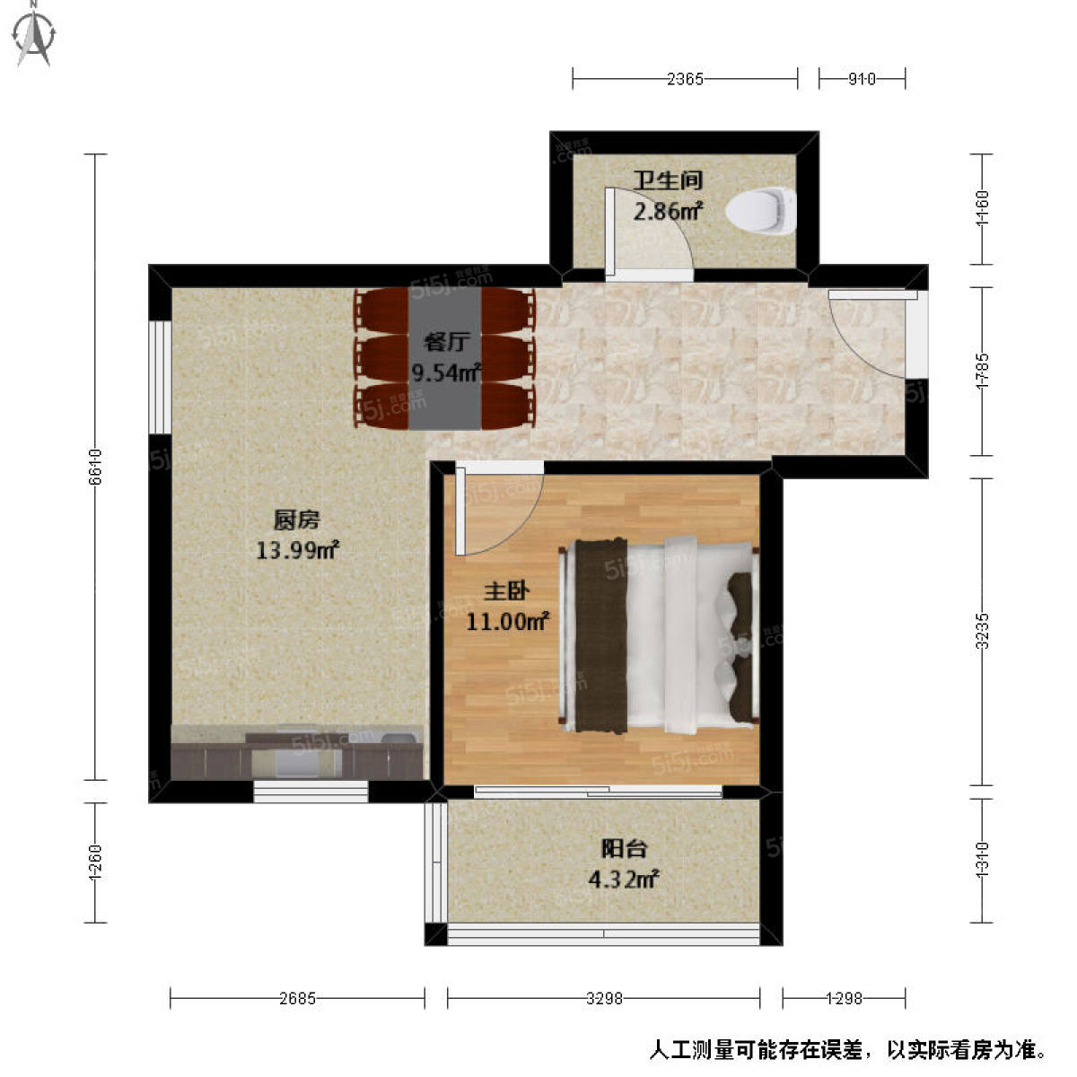 城南家园1室1厅户型图