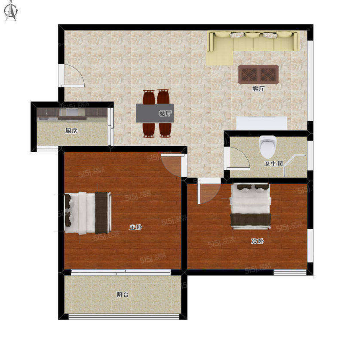 整租申花西城年华公寓2居室