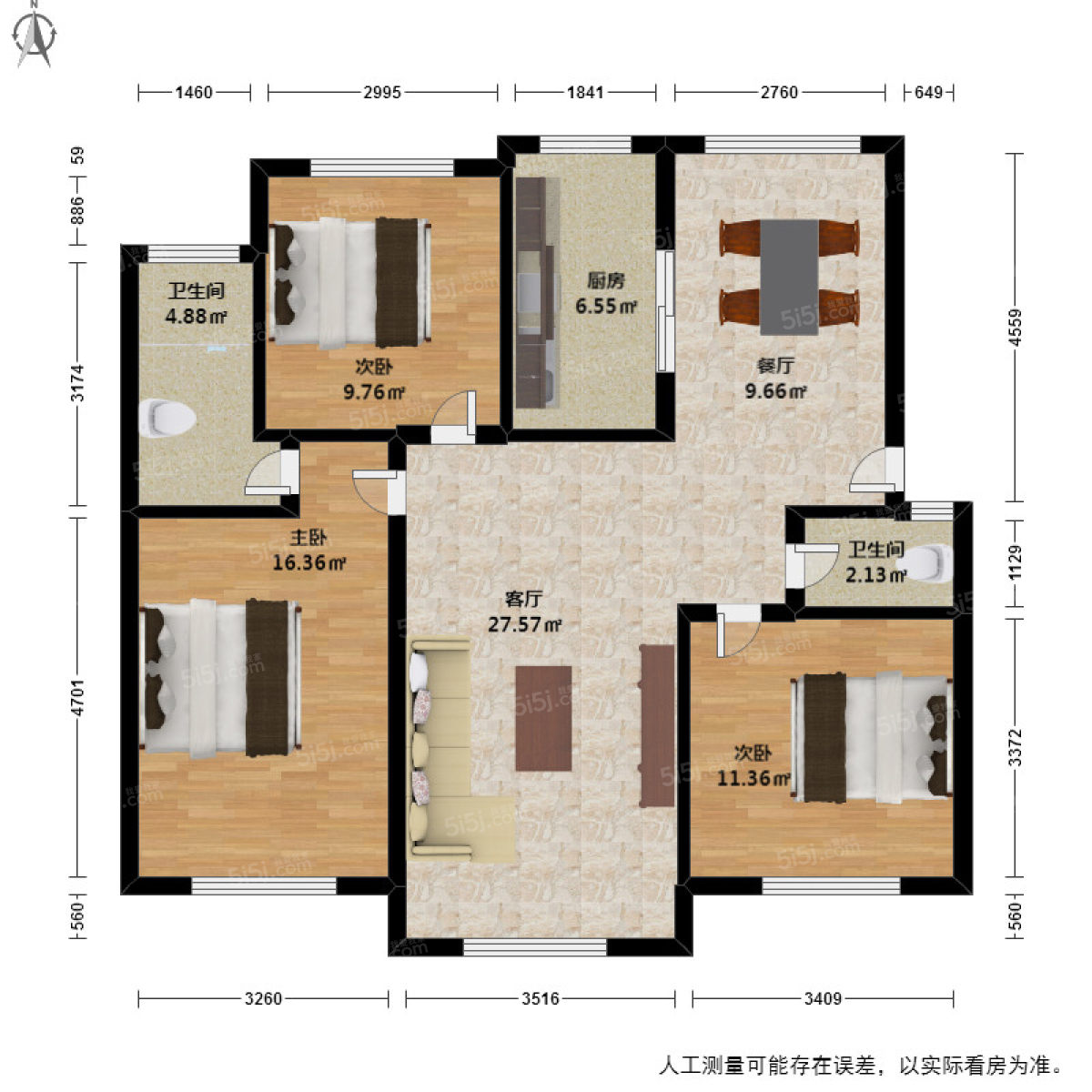 东湖公寓3室2厅户型图