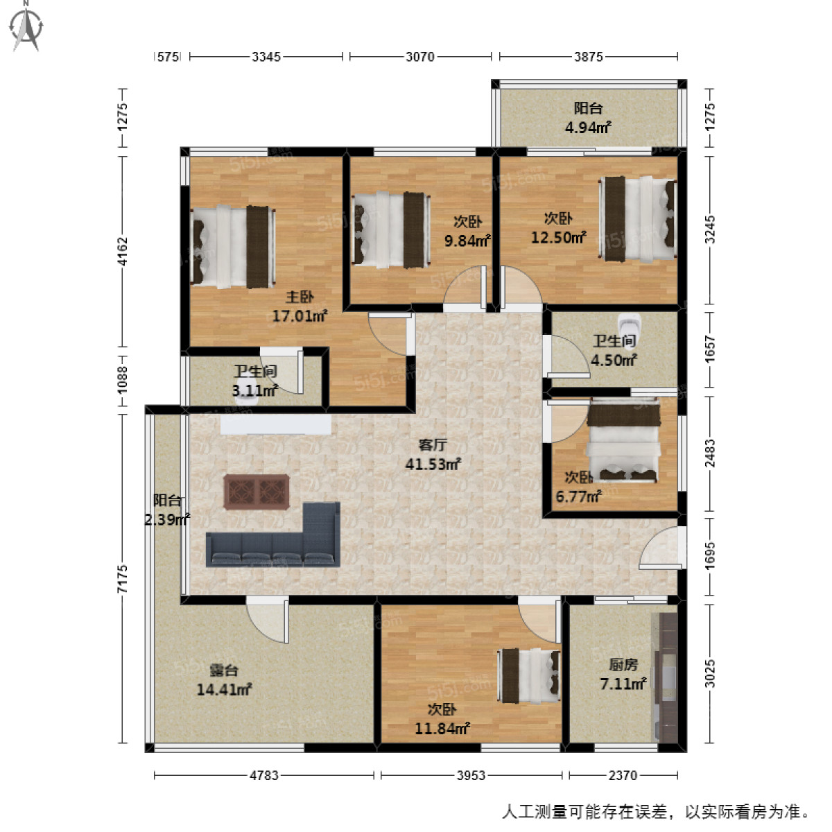 江南丽锦5室1厅户型图