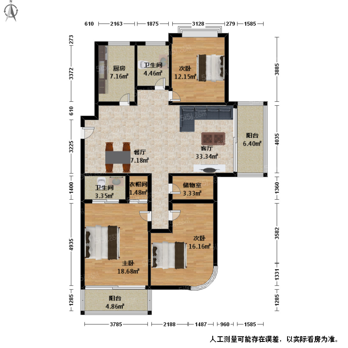 小高層花園洋房一梯兩戶格局方正三房兩衛