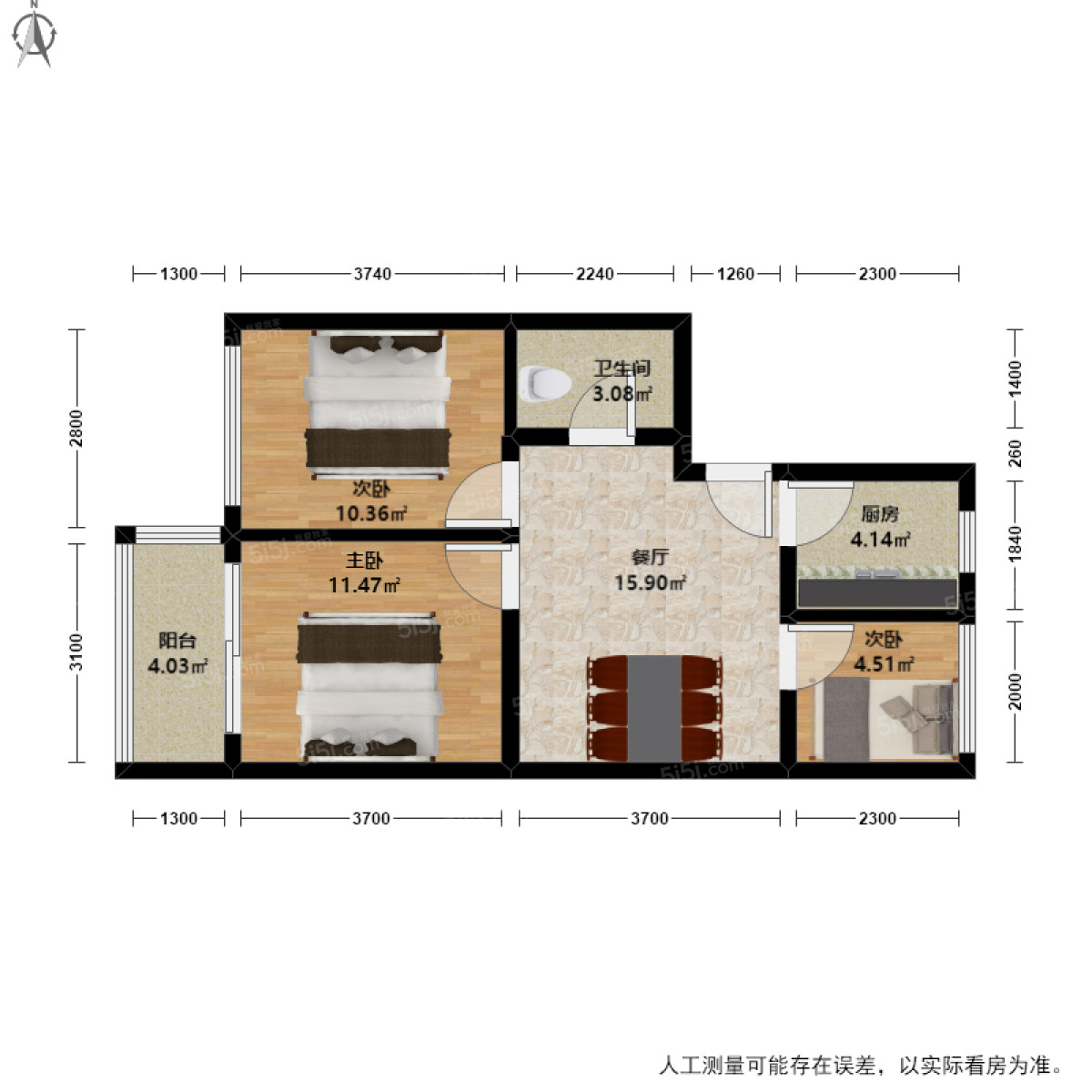 城南家园3室1厅户型图