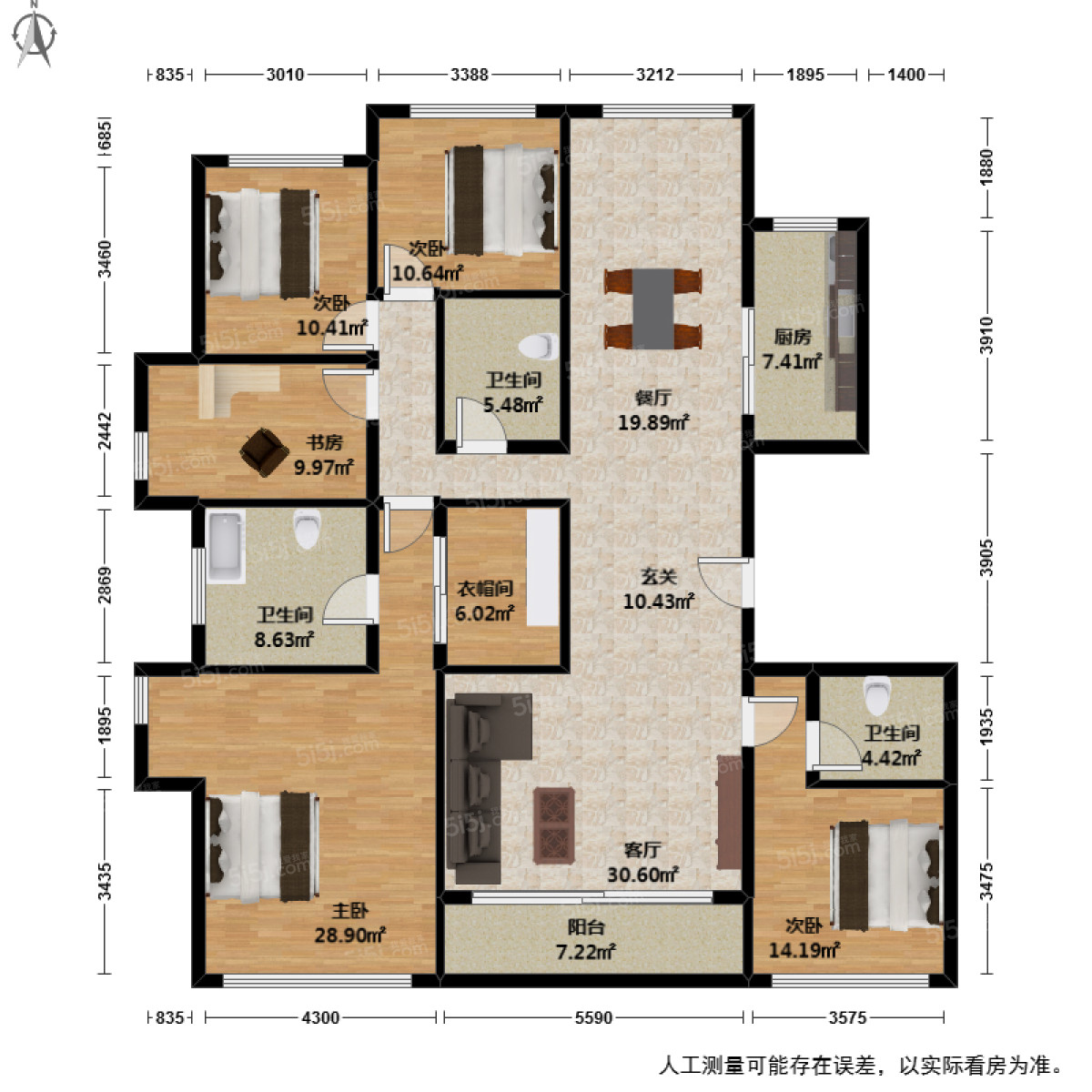 南江壹号名邸5室2厅户型图