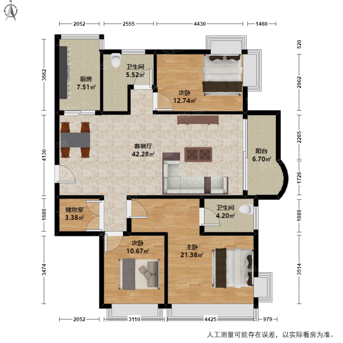 新白馬公寓3室2廳戶型圖