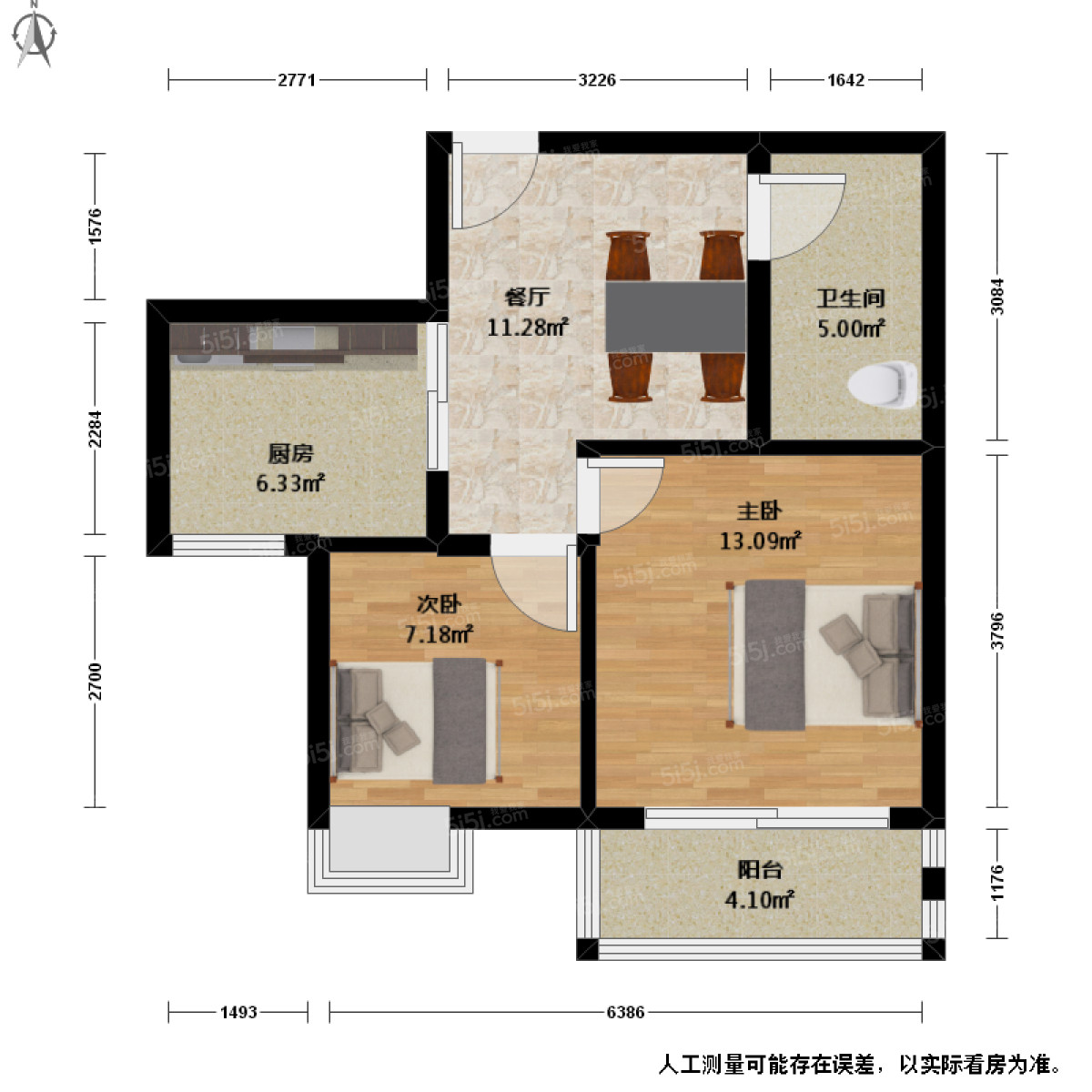 新和嘉苑2室1厅户型图
