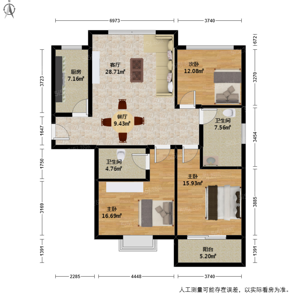 和谐嘉园3室2厅户型图