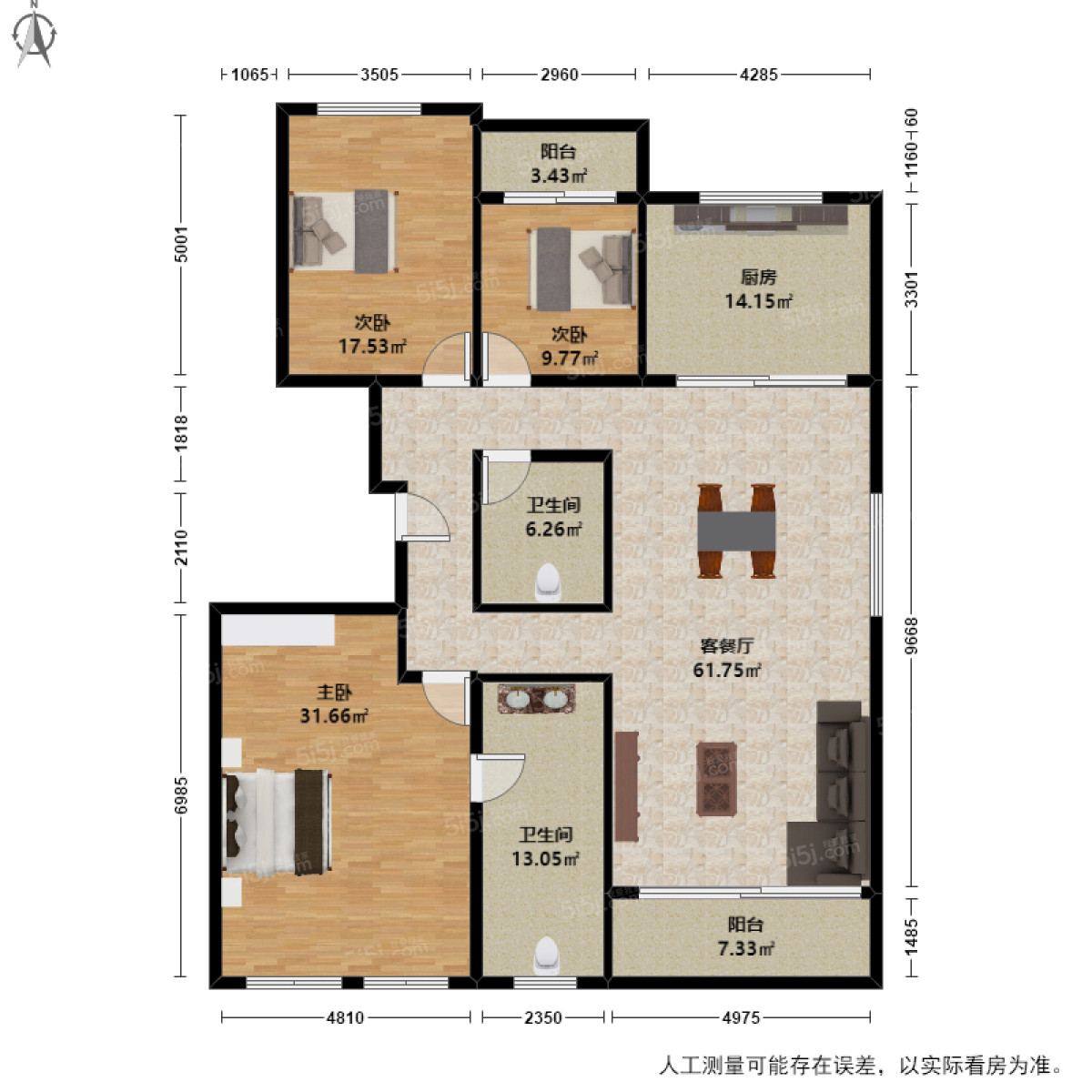 西溪望庄排屋3室2厅户型图
