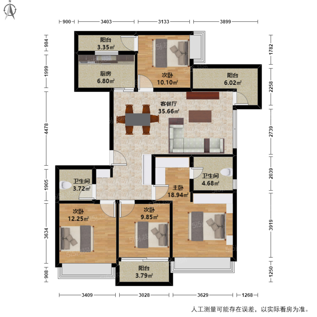 西溪盛悦居4室2厅户型图