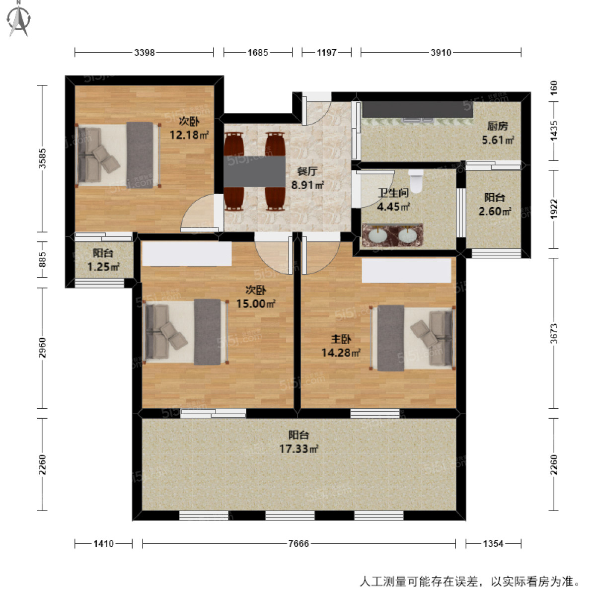 保利东湾3室1厅户型图