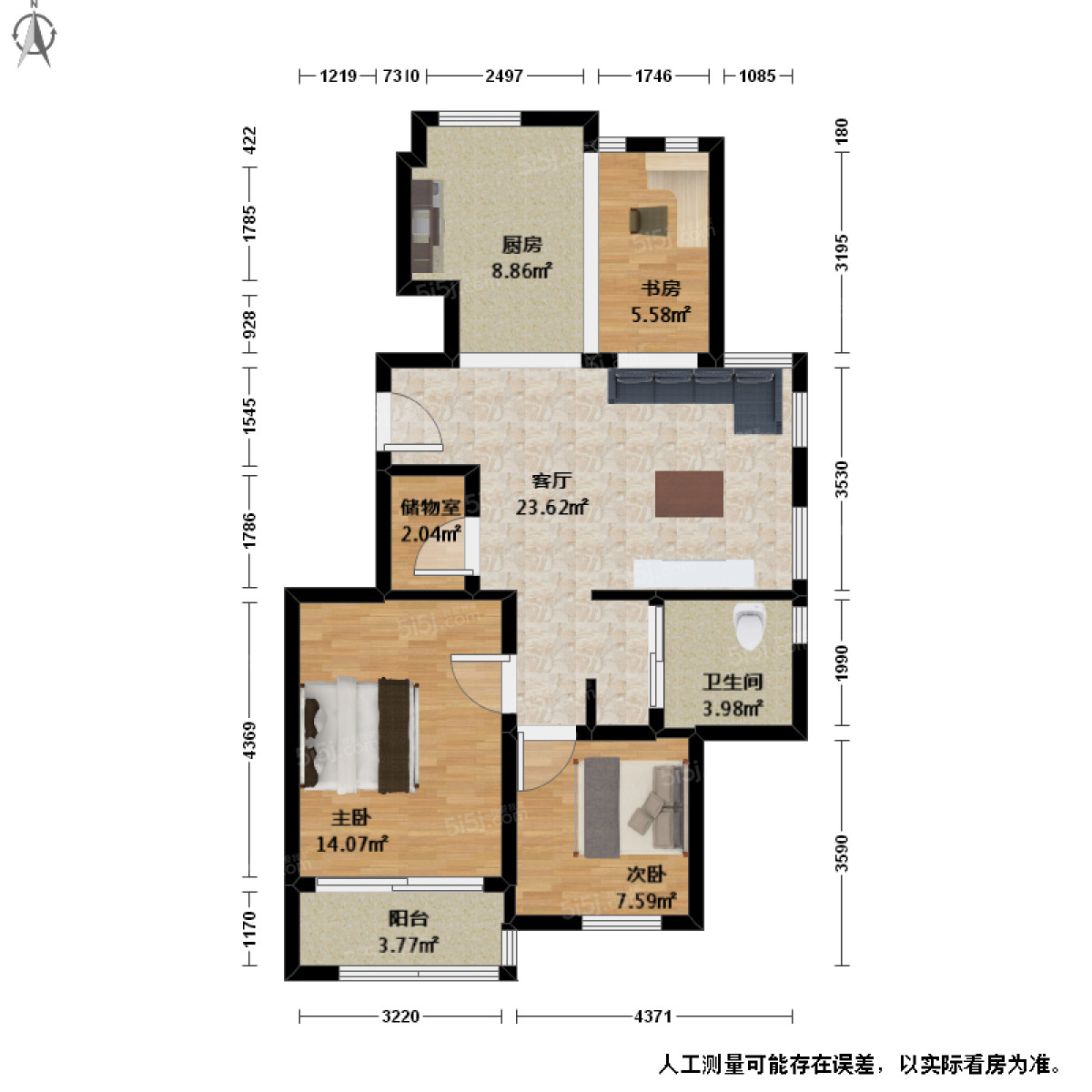 北城枫景园3室2厅户型图