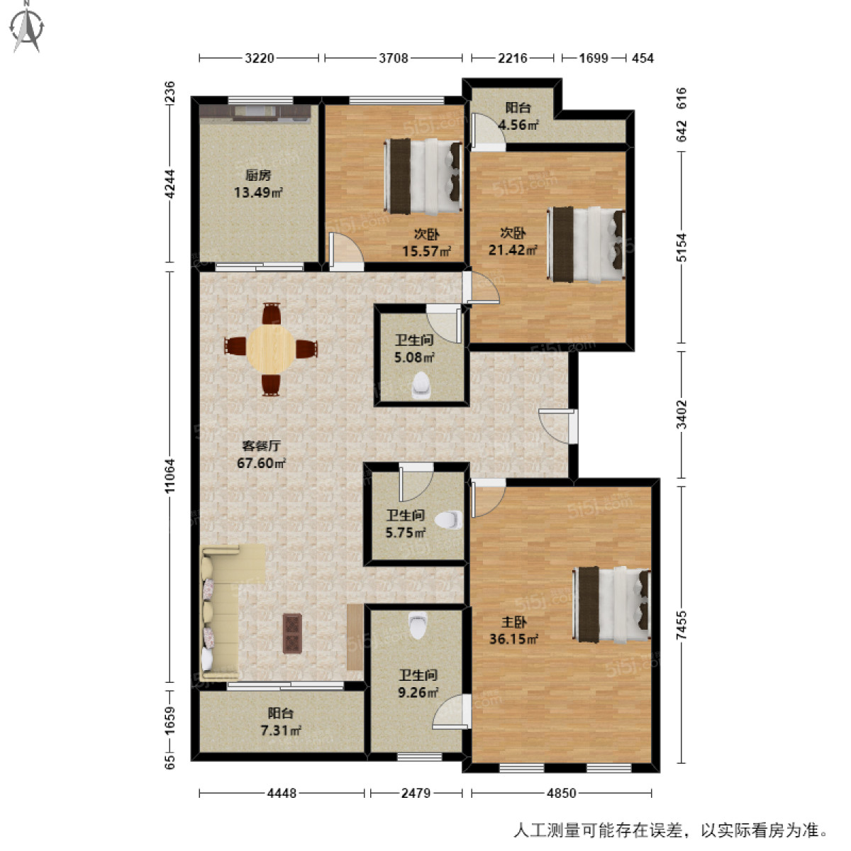 西溪望庄排屋3室2厅户型图