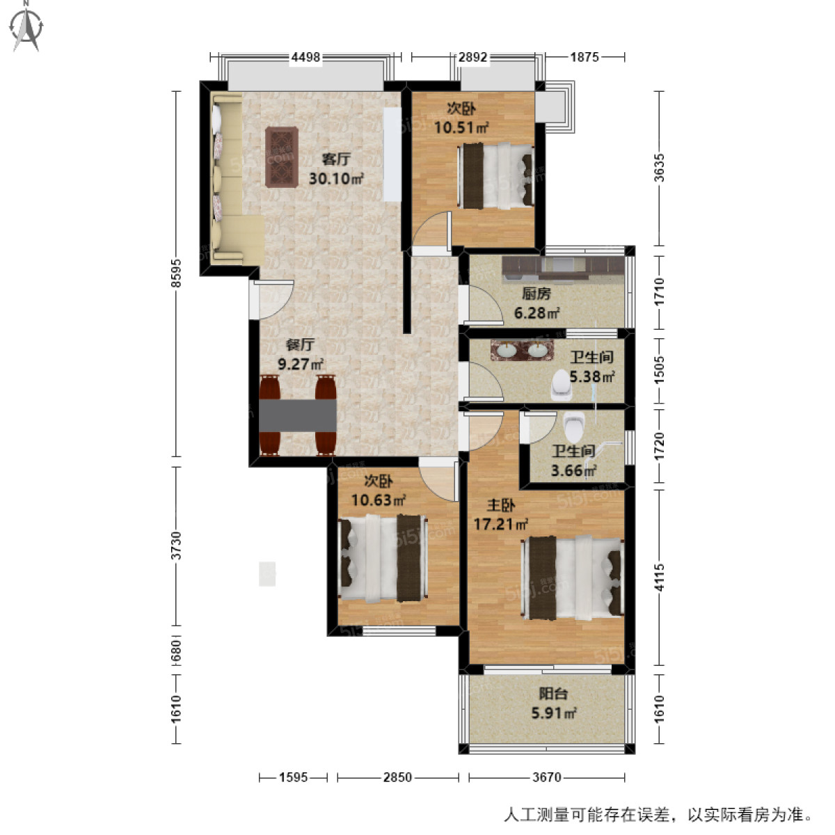 中兴花园3室2厅户型图
