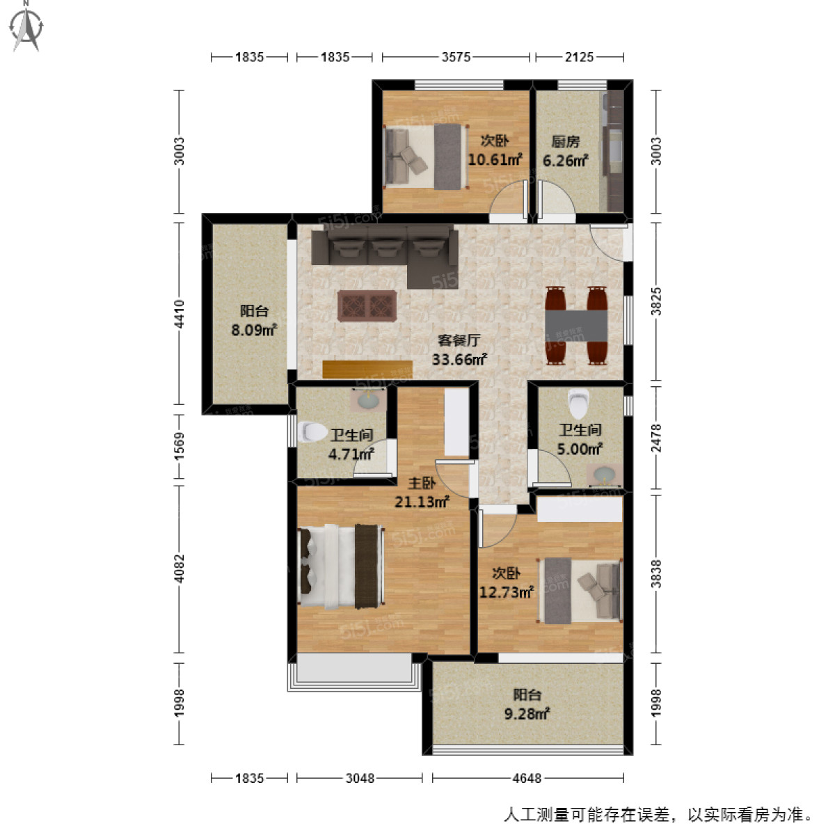 檀府3室2厅户型图