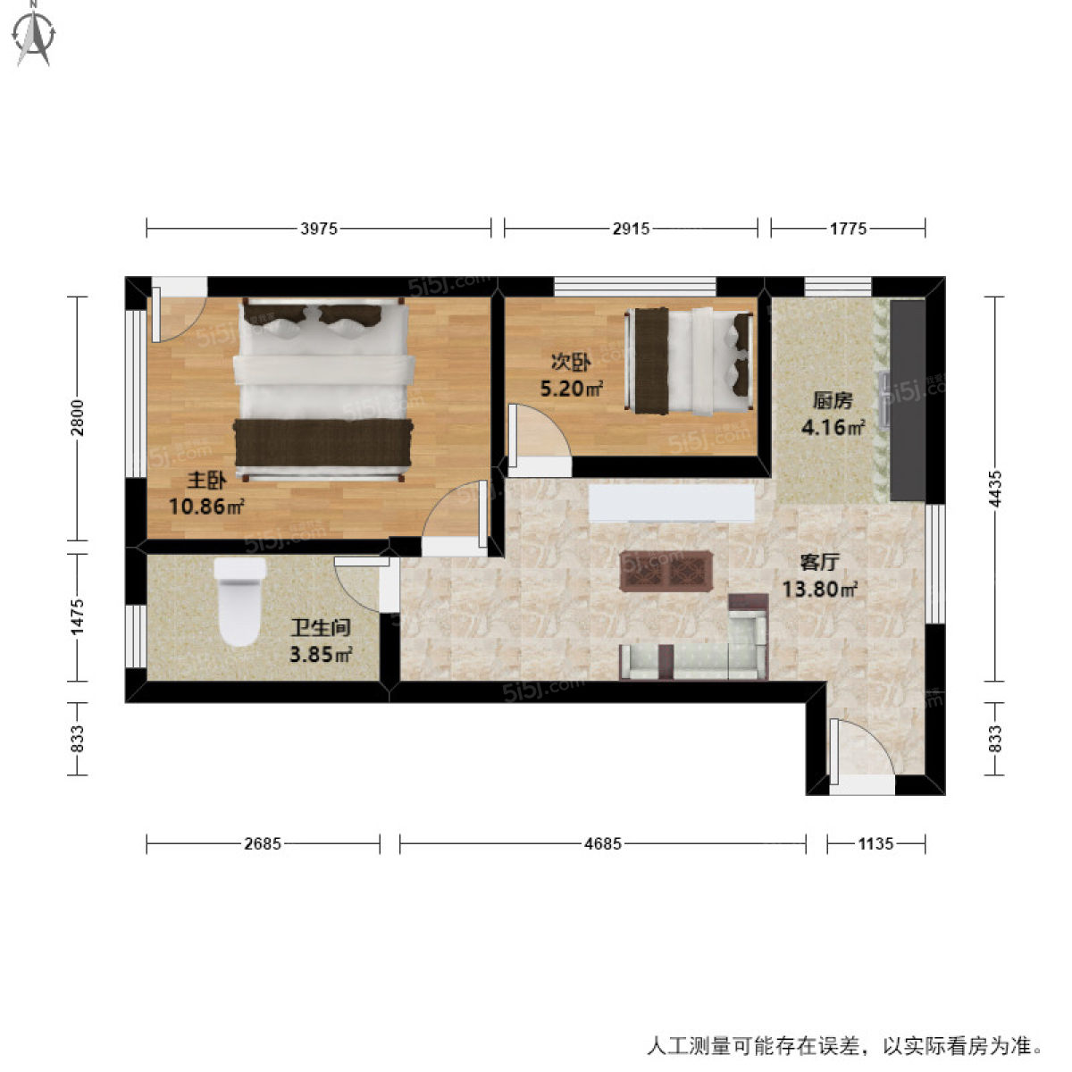 西城年华公寓2室1厅户型图