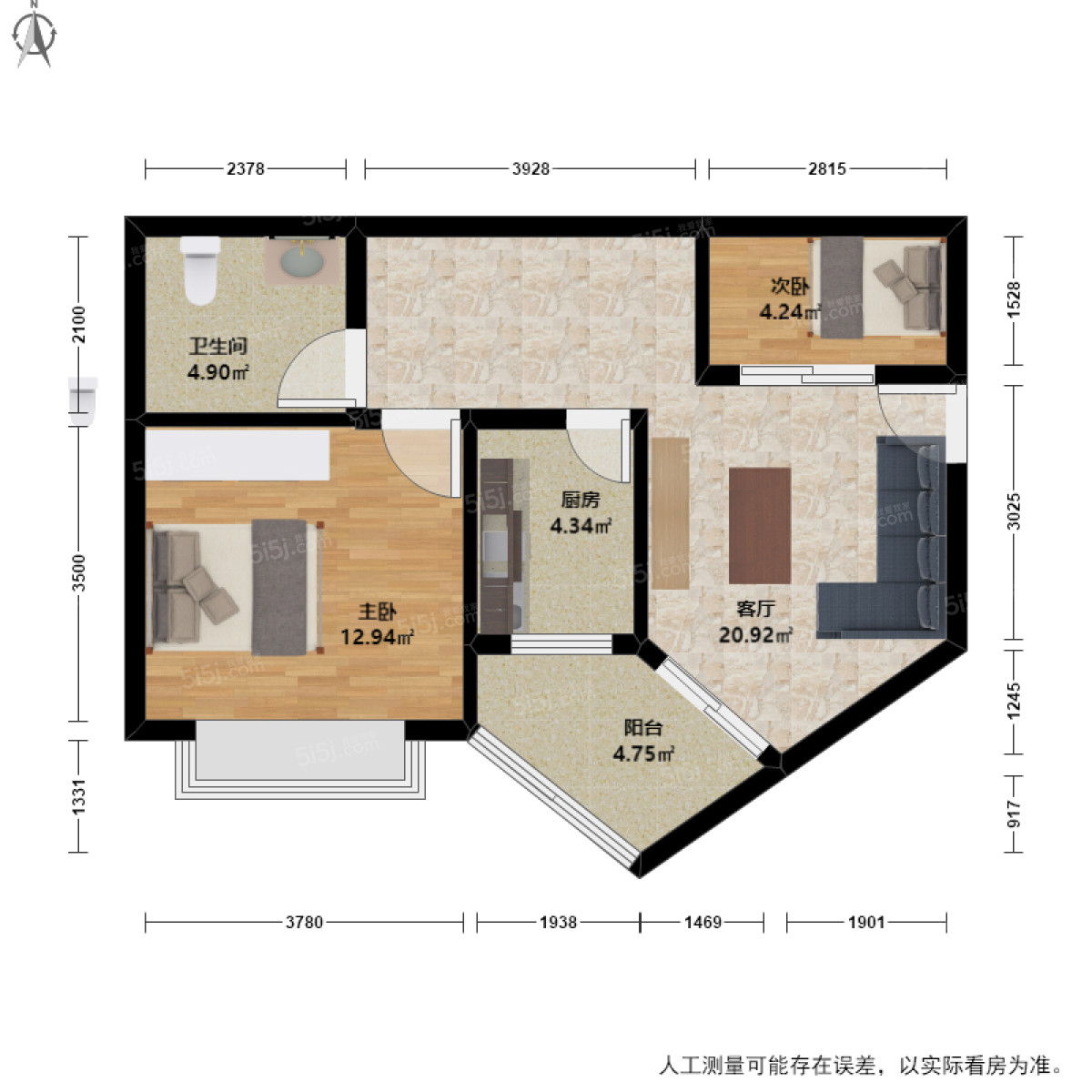 伊萨卡国际城2室1厅户型图