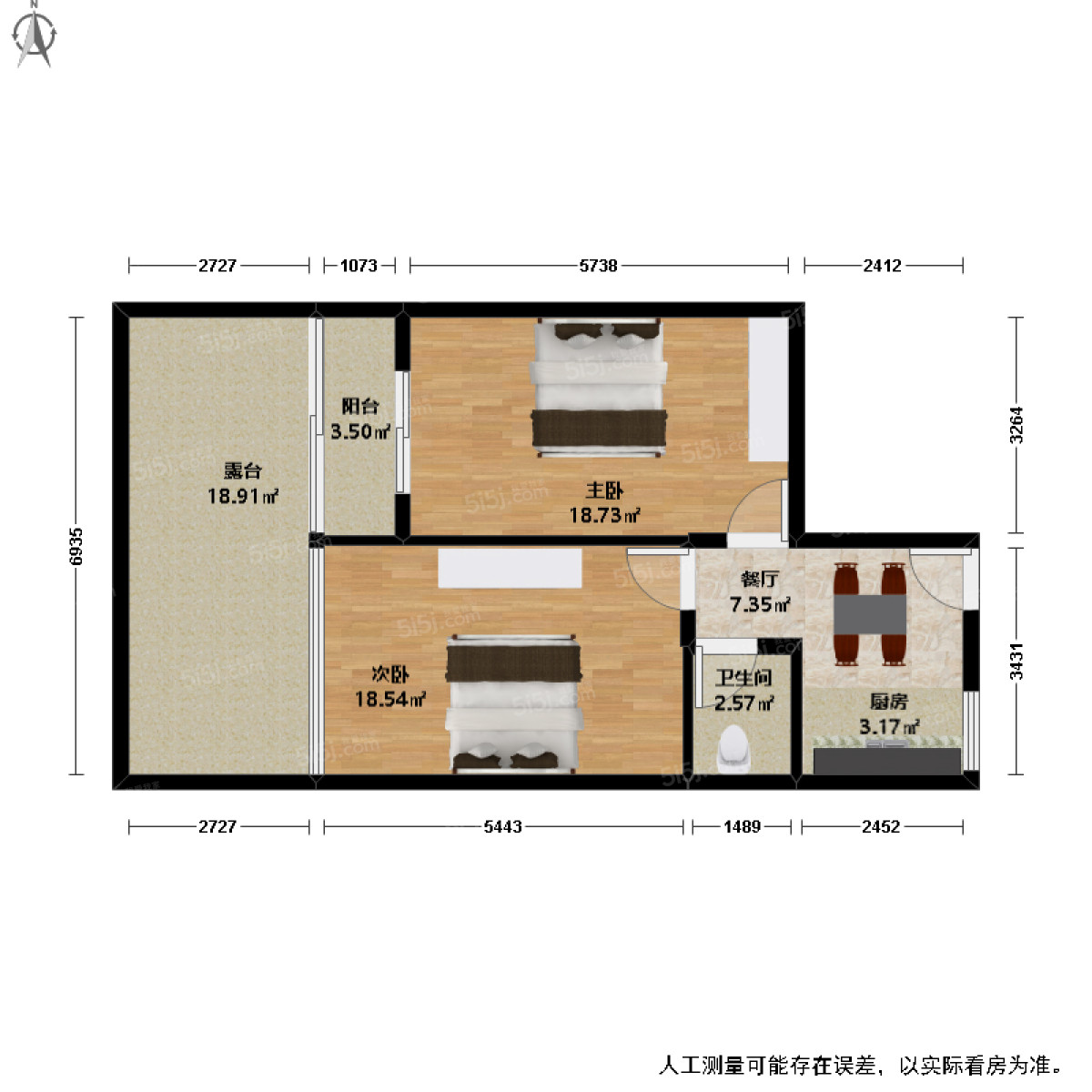 锦园2室1厅户型图