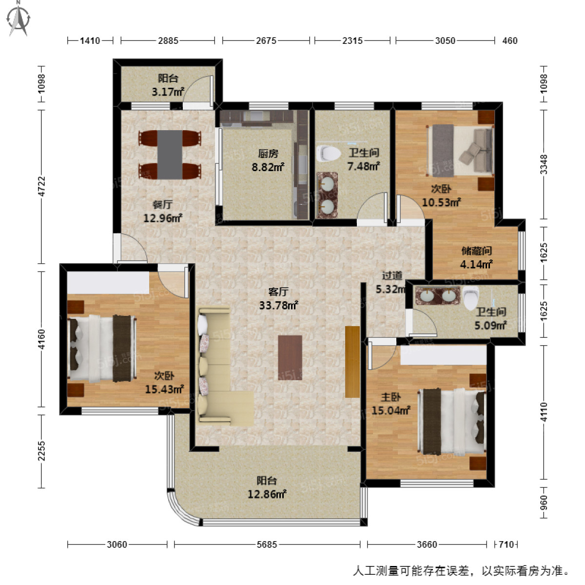 钱潮花园3室2厅户型图