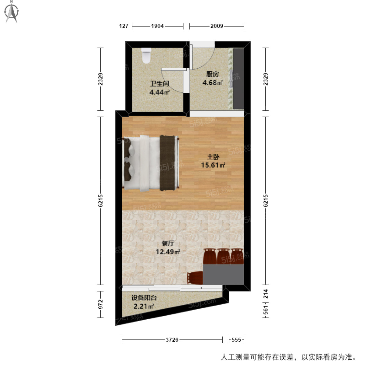 財富中心酒店式公寓1室1廳戶型圖