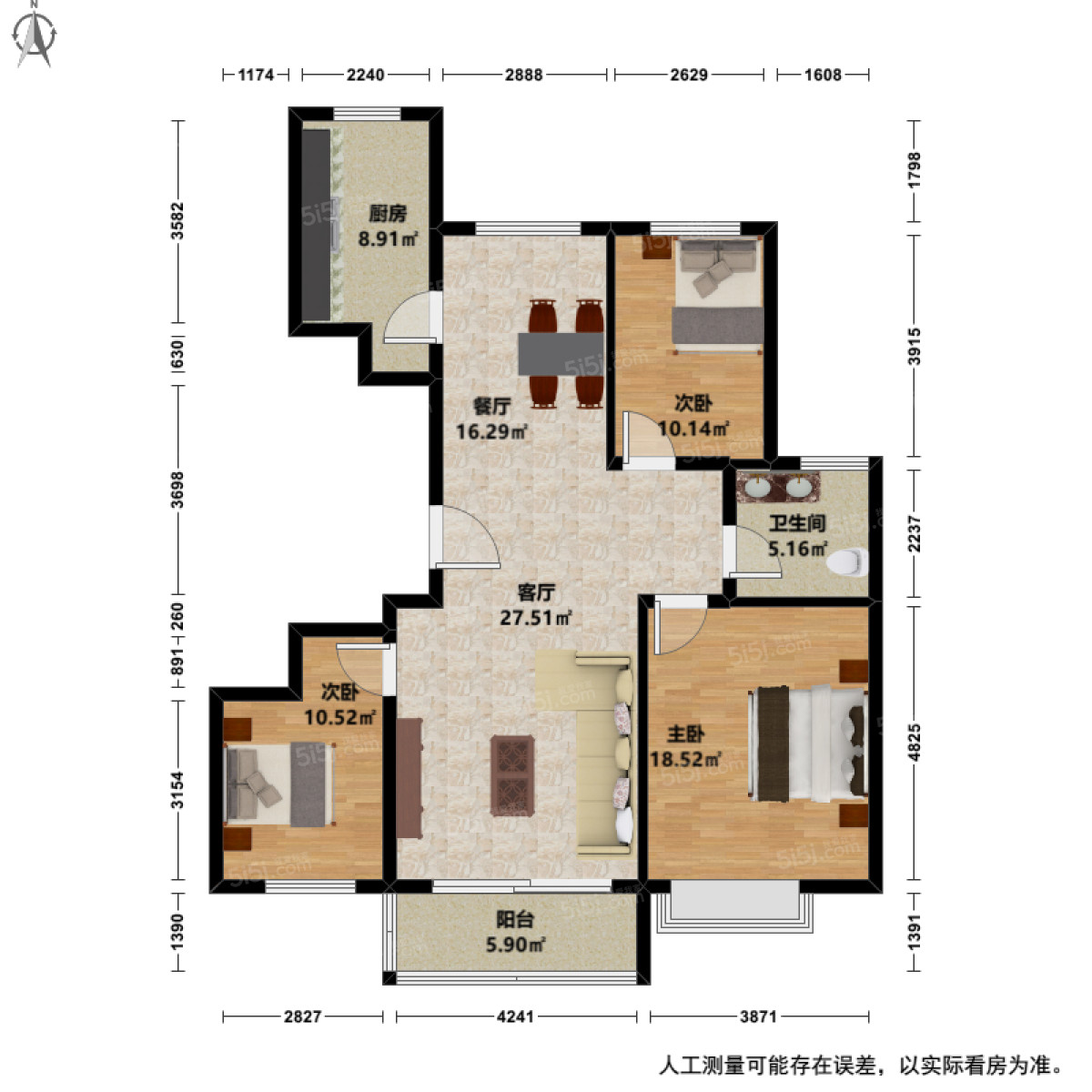 湘云雅苑3室2厅户型图