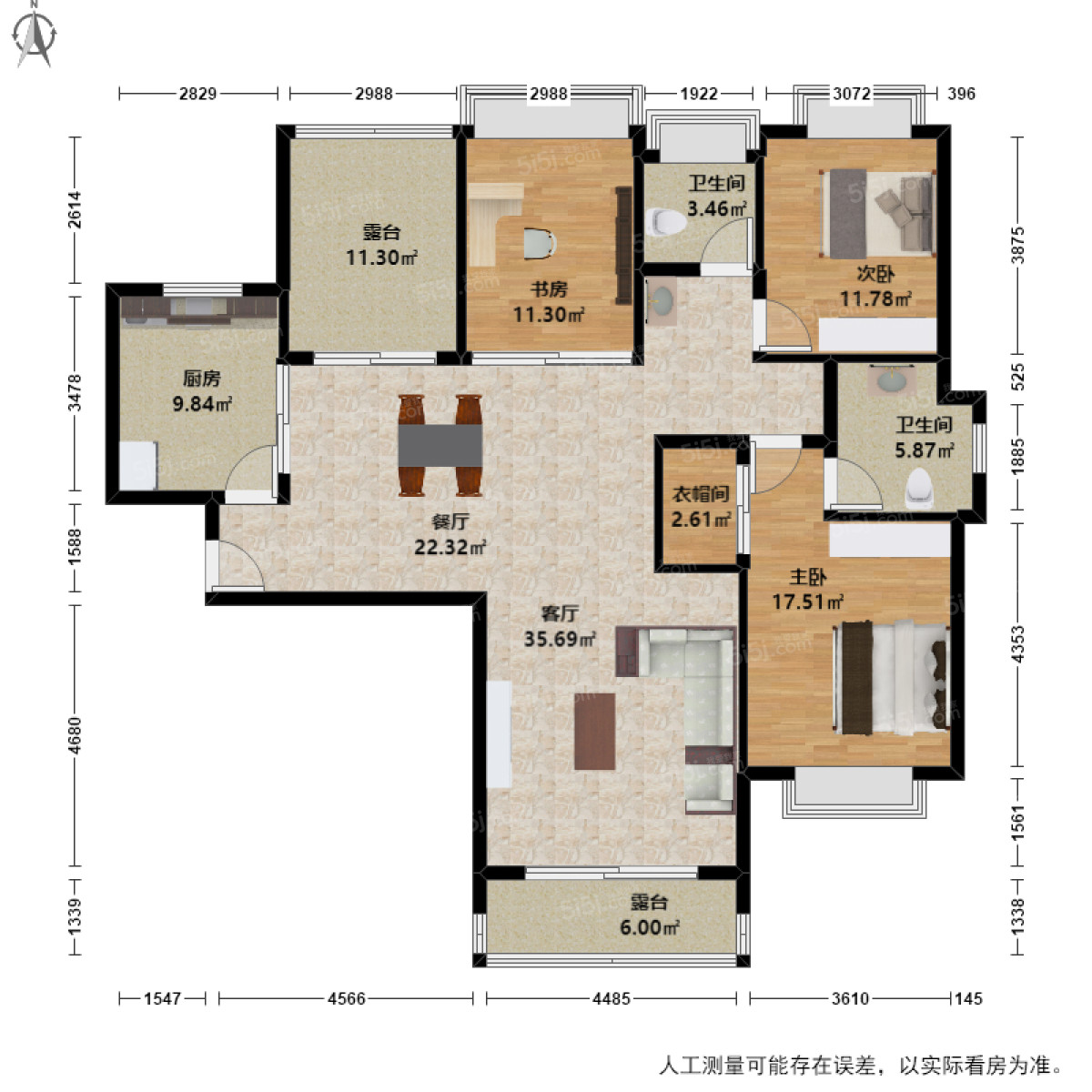 绿都湖滨花园3室2厅户型图
