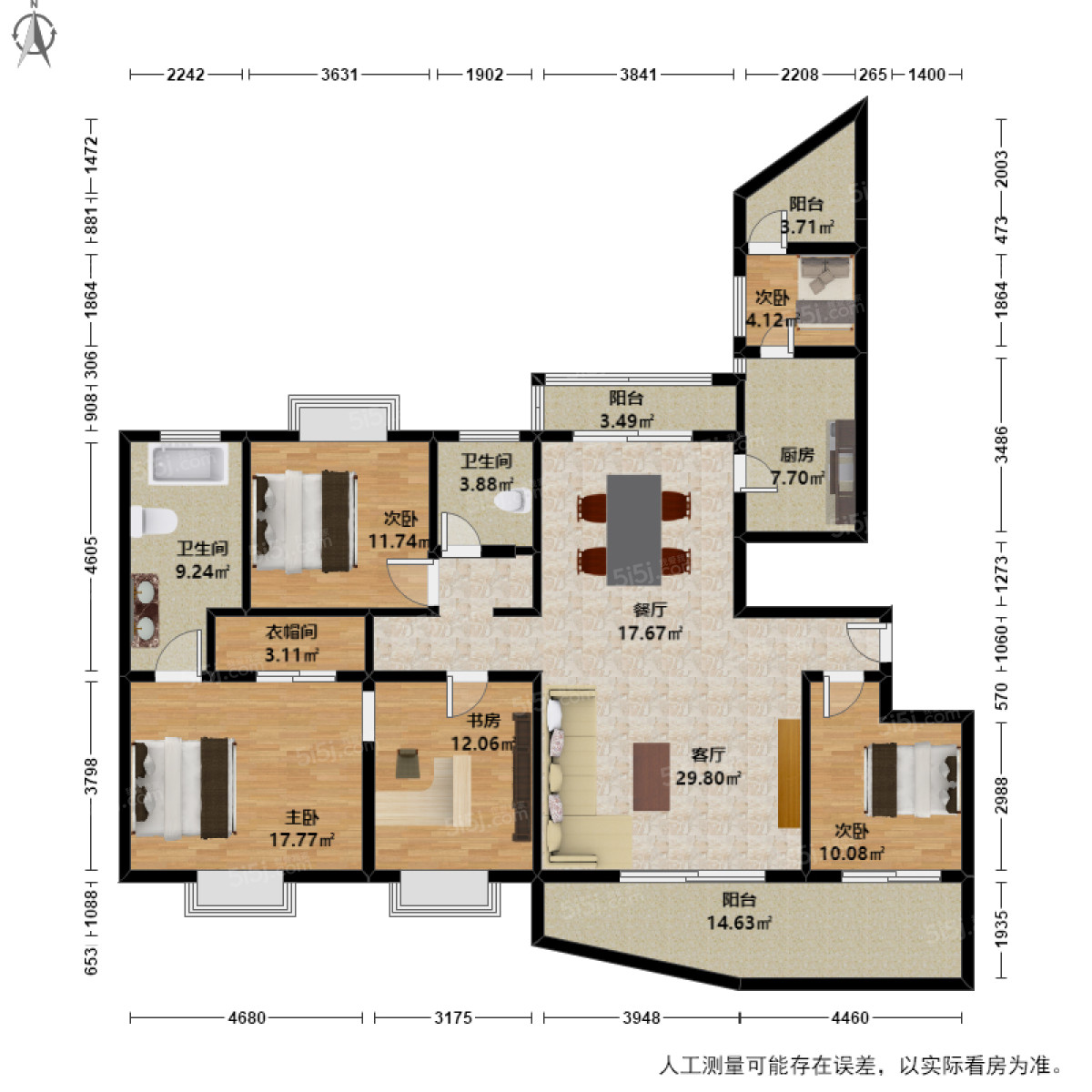 耀江文鼎苑5室2廳戶型圖