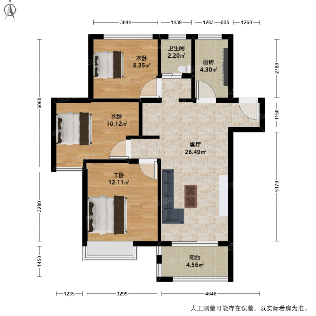 旭辉府3室1厅户型图