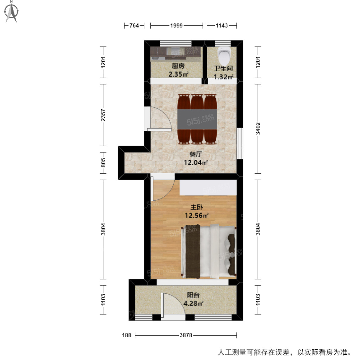 锦园1室1厅户型图