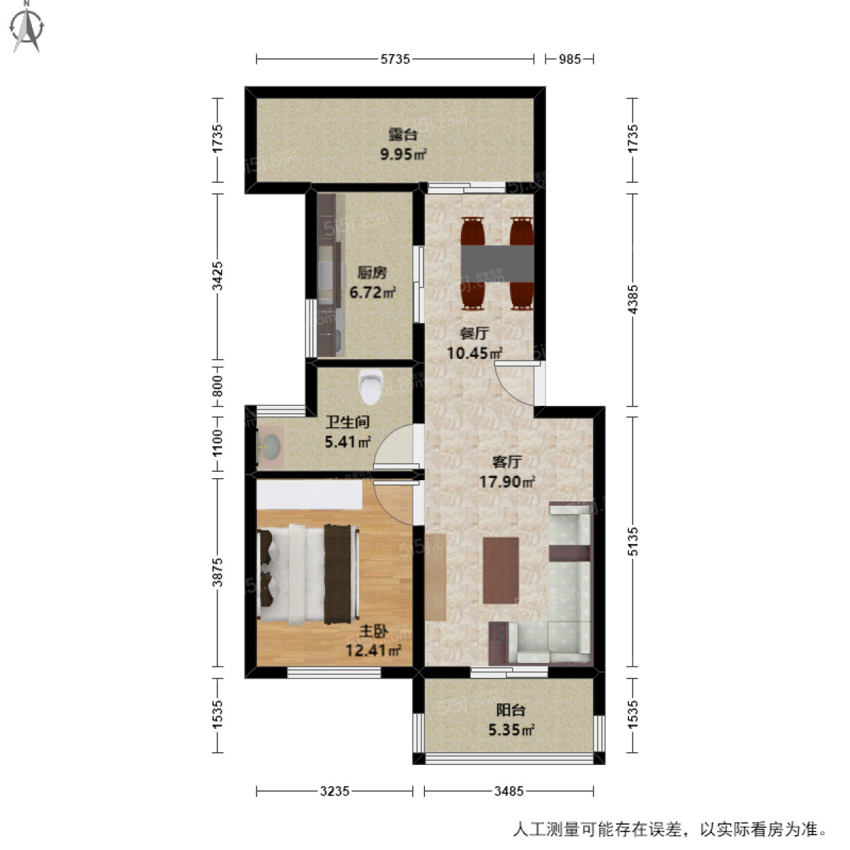 白鹭郡南1室2厅户型图