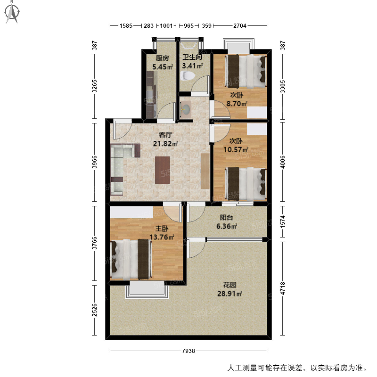 铭雅苑3室1厅户型图